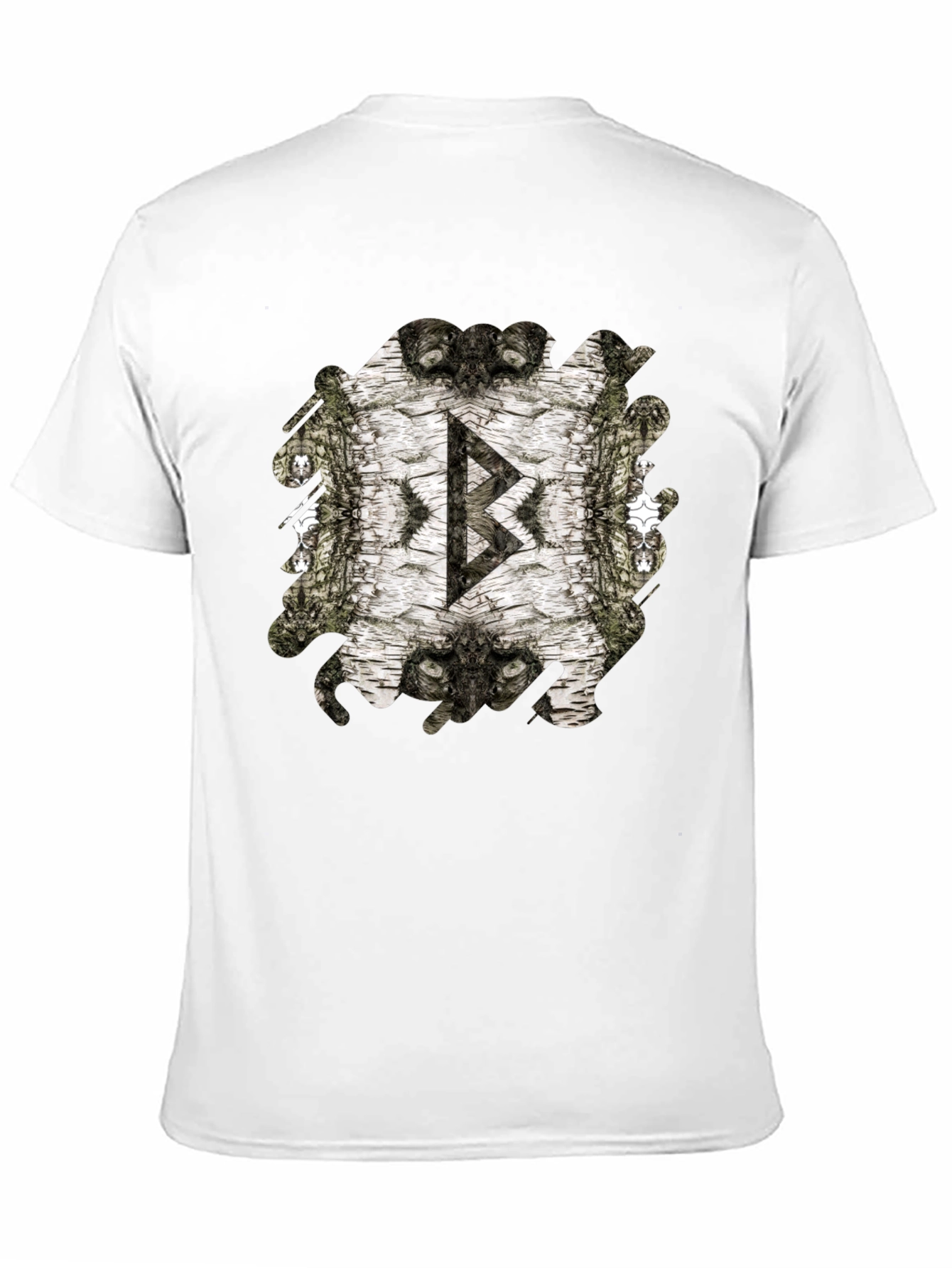 Viking Rune Birch Bark Mens Black T-Shirt