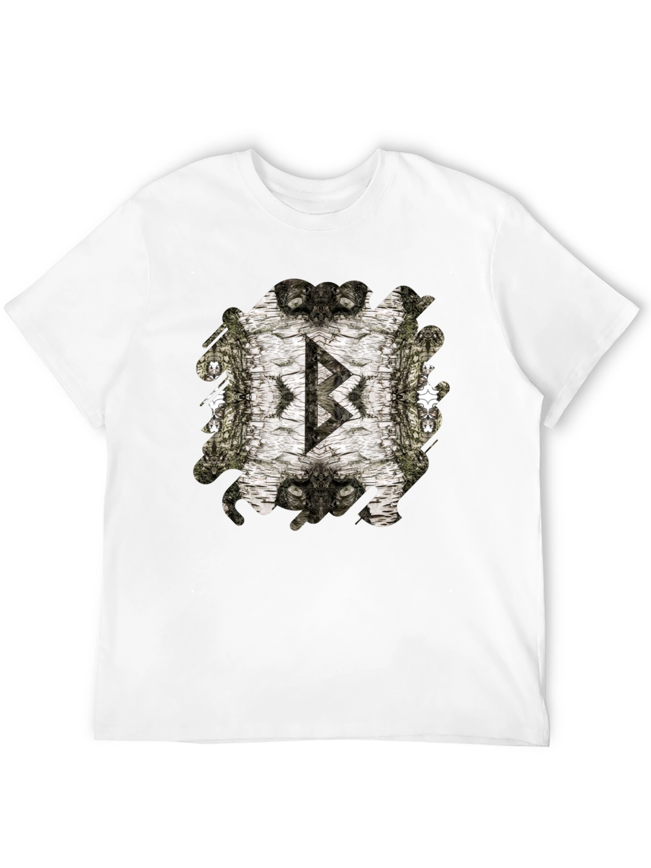 Viking Rune Birch Bark Mens Black T-Shirt