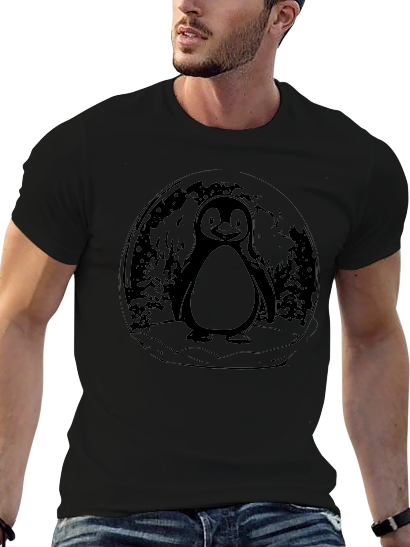 Penguin Graphic Tee - Black Cotton Blend