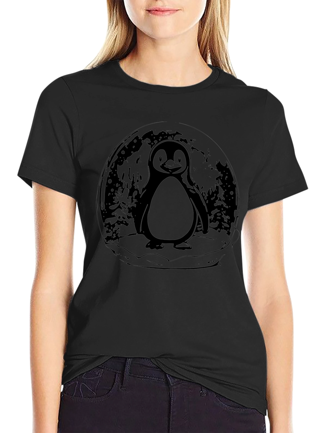 Penguin Graphic Tee - Black Cotton Blend