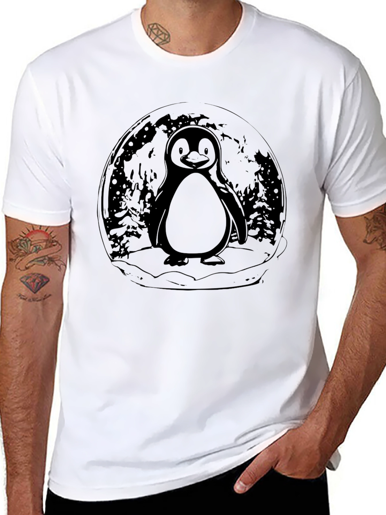 Penguin Graphic Tee - Black Cotton Blend