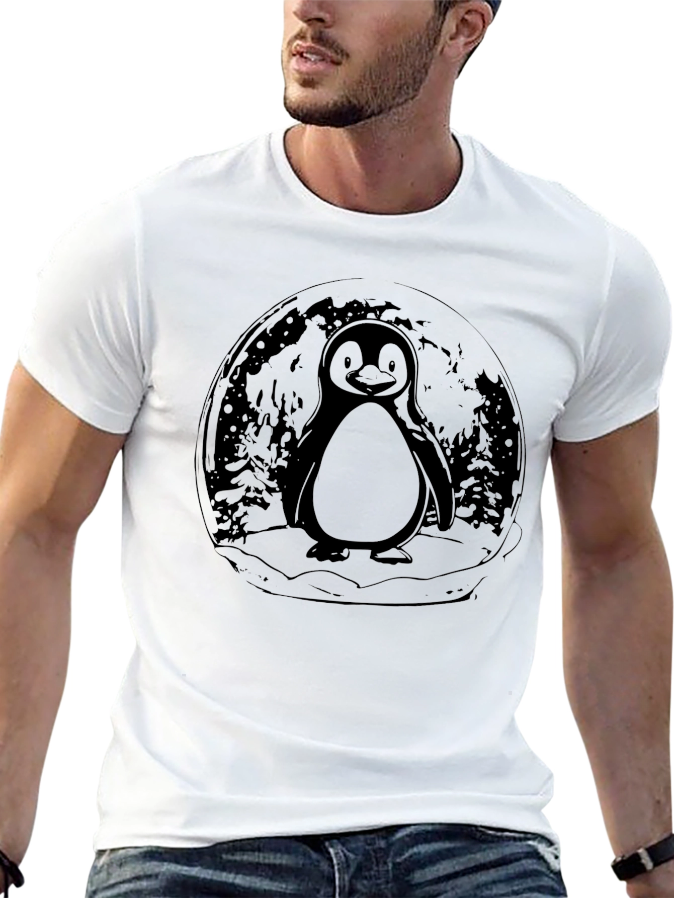 Penguin Graphic Tee - Black Cotton Blend