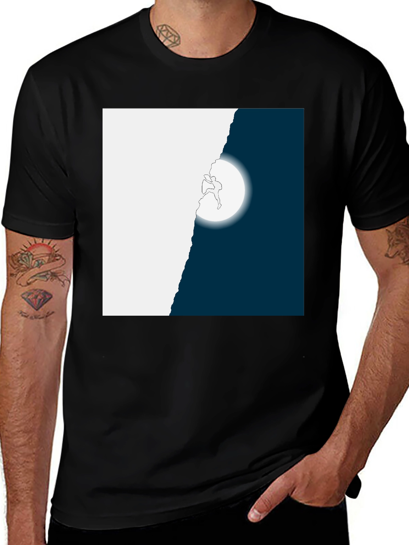 Climbing Moon Graphic Tee - Black