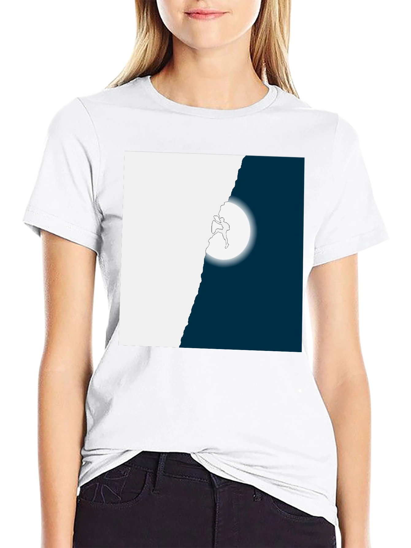 Climbing Moon Graphic Tee - Black