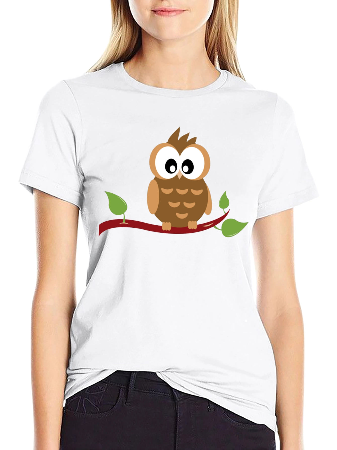 Owl on Branch Graphic Tee - Unisex Black T-Shirt