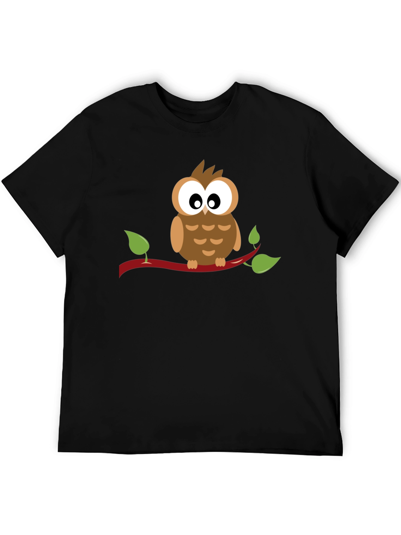 Owl on Branch Graphic Tee - Unisex Black T-Shirt