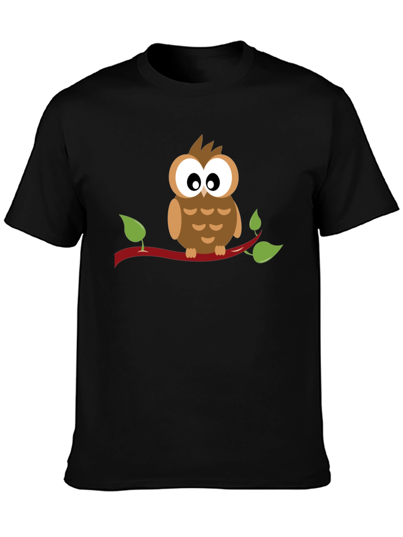 Owl on Branch Graphic Tee - Unisex Black T-Shirt