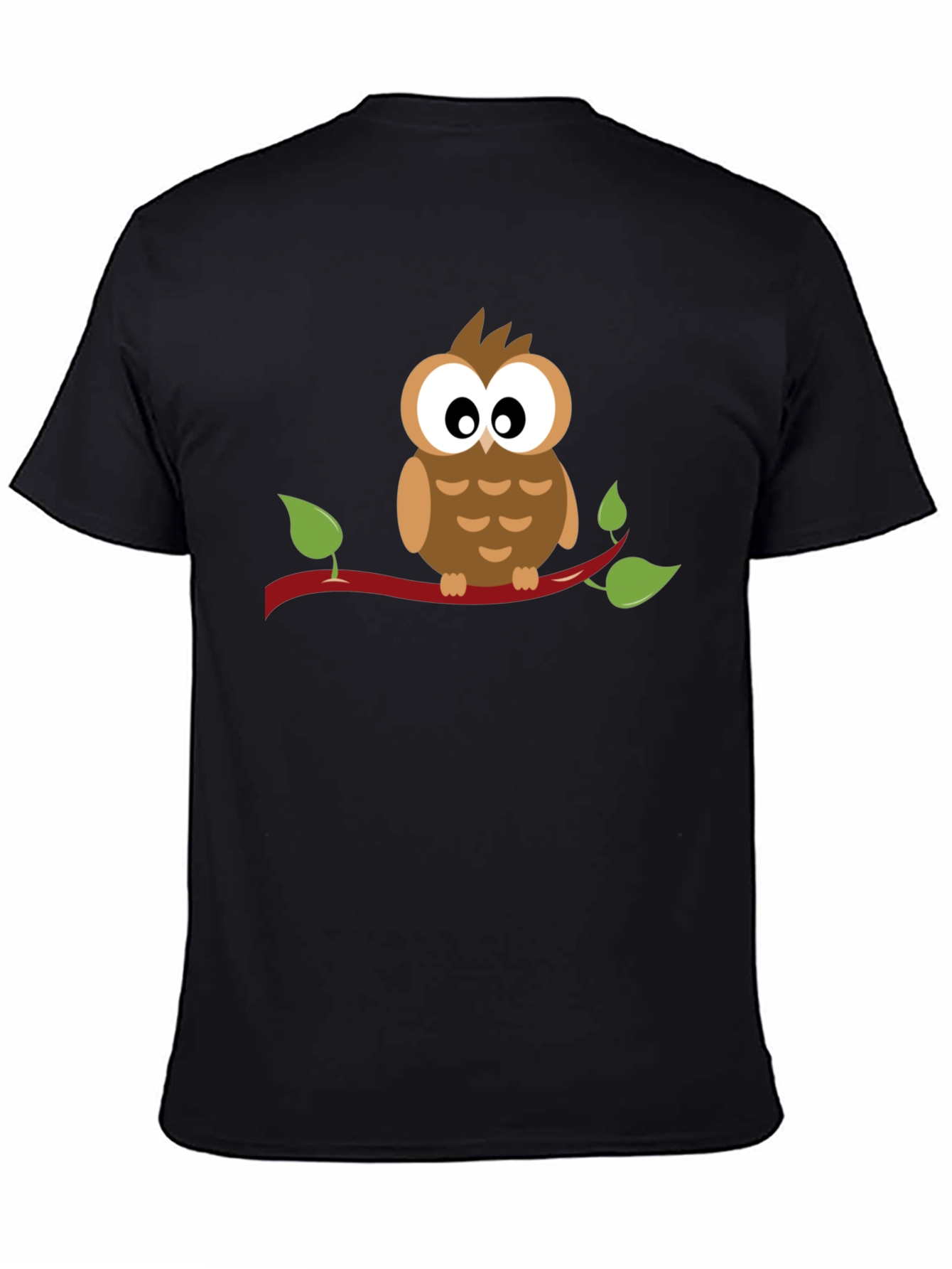 Owl on Branch Graphic Tee - Unisex Black T-Shirt