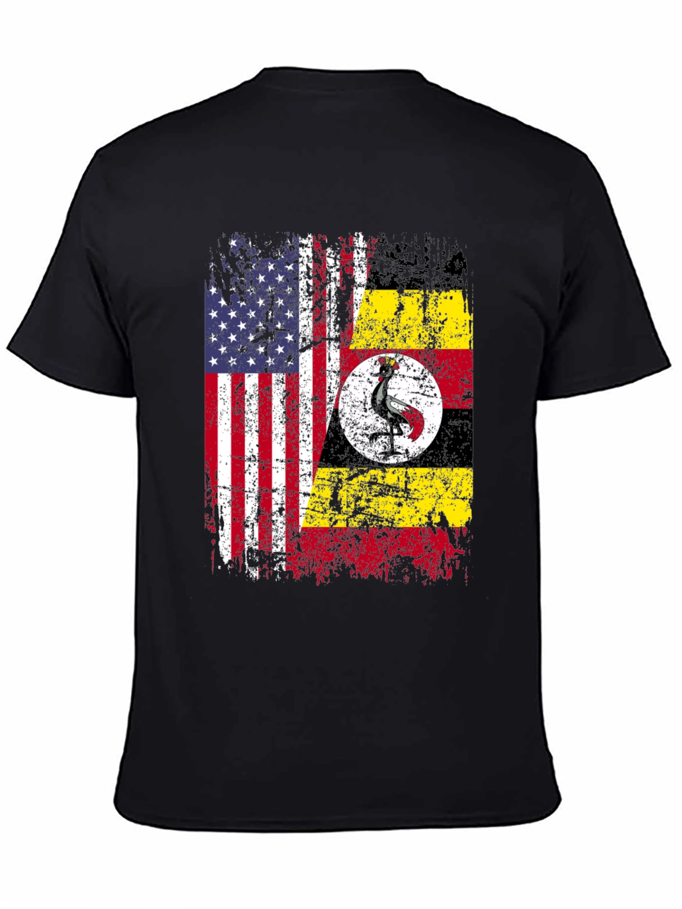 USA Uganda Flags Distressed T-Shirt