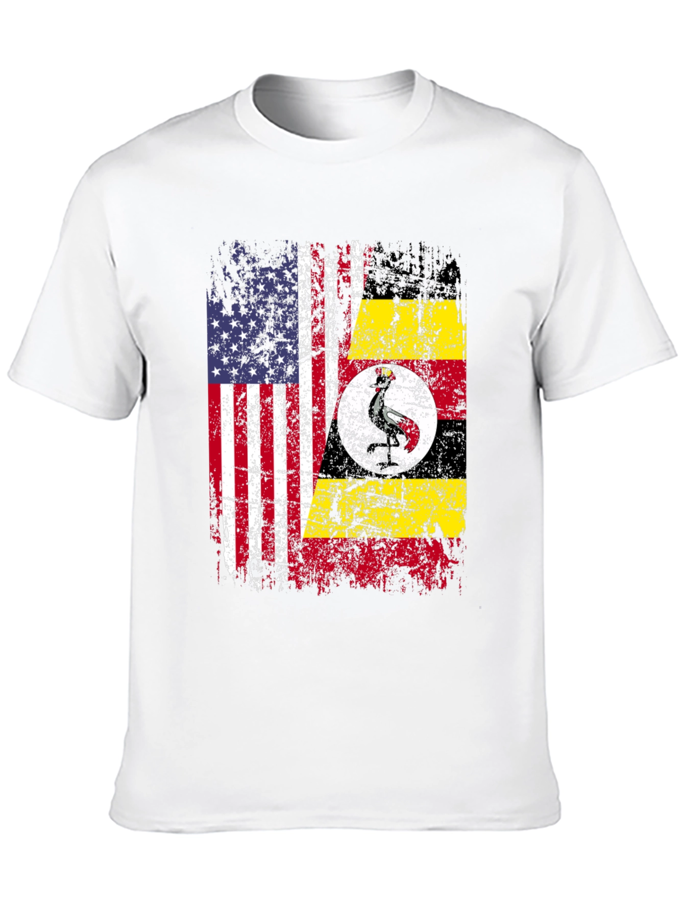USA Uganda Flags Distressed T-Shirt
