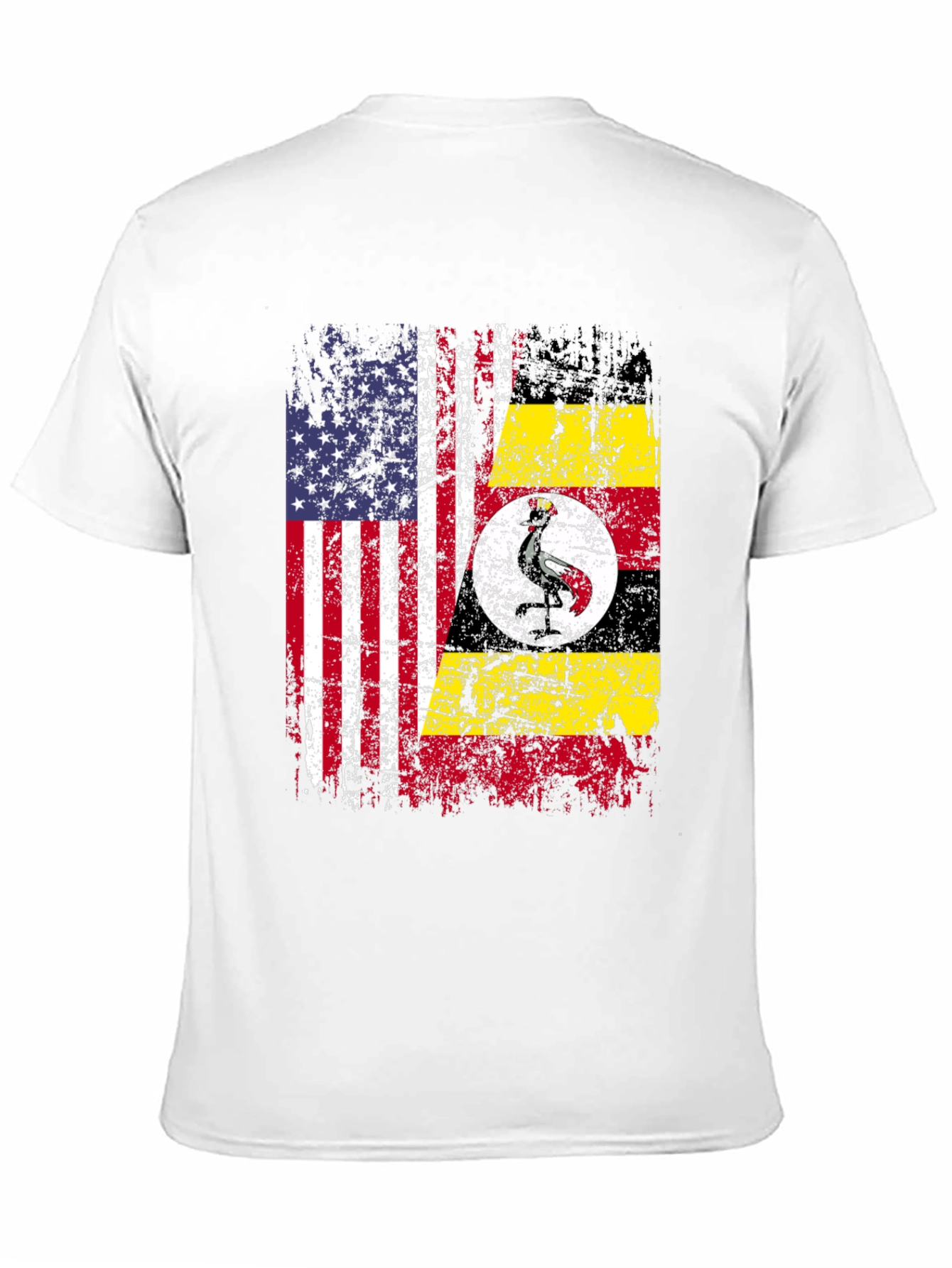 USA Uganda Flags Distressed T-Shirt