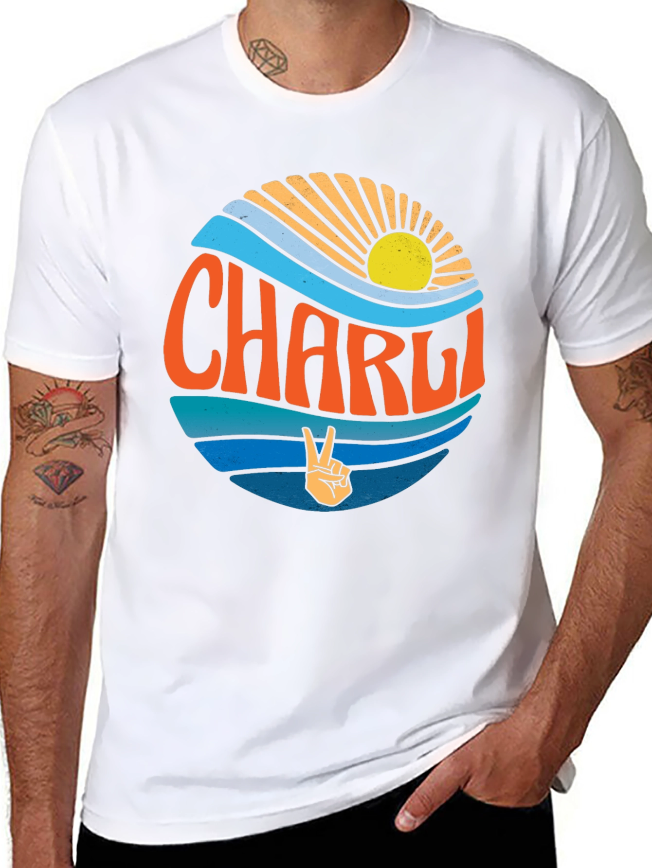 Charli Peace Sign T-Shirt - Retro Surf Style