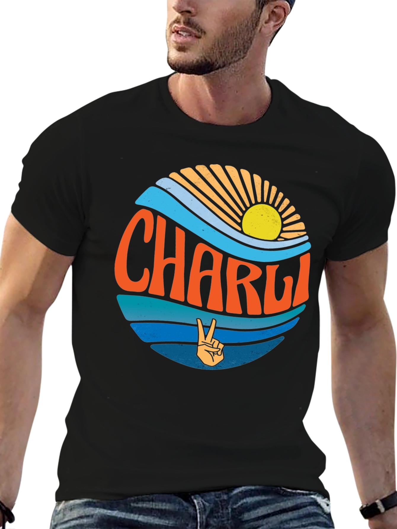Charli Peace Sign T-Shirt - Retro Surf Style