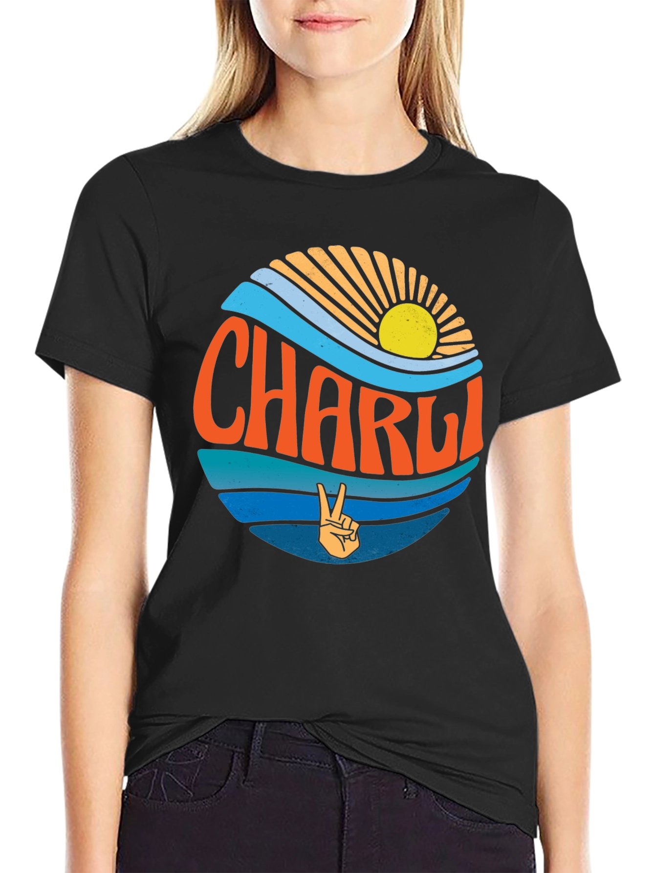 Charli Peace Sign T-Shirt - Retro Surf Style