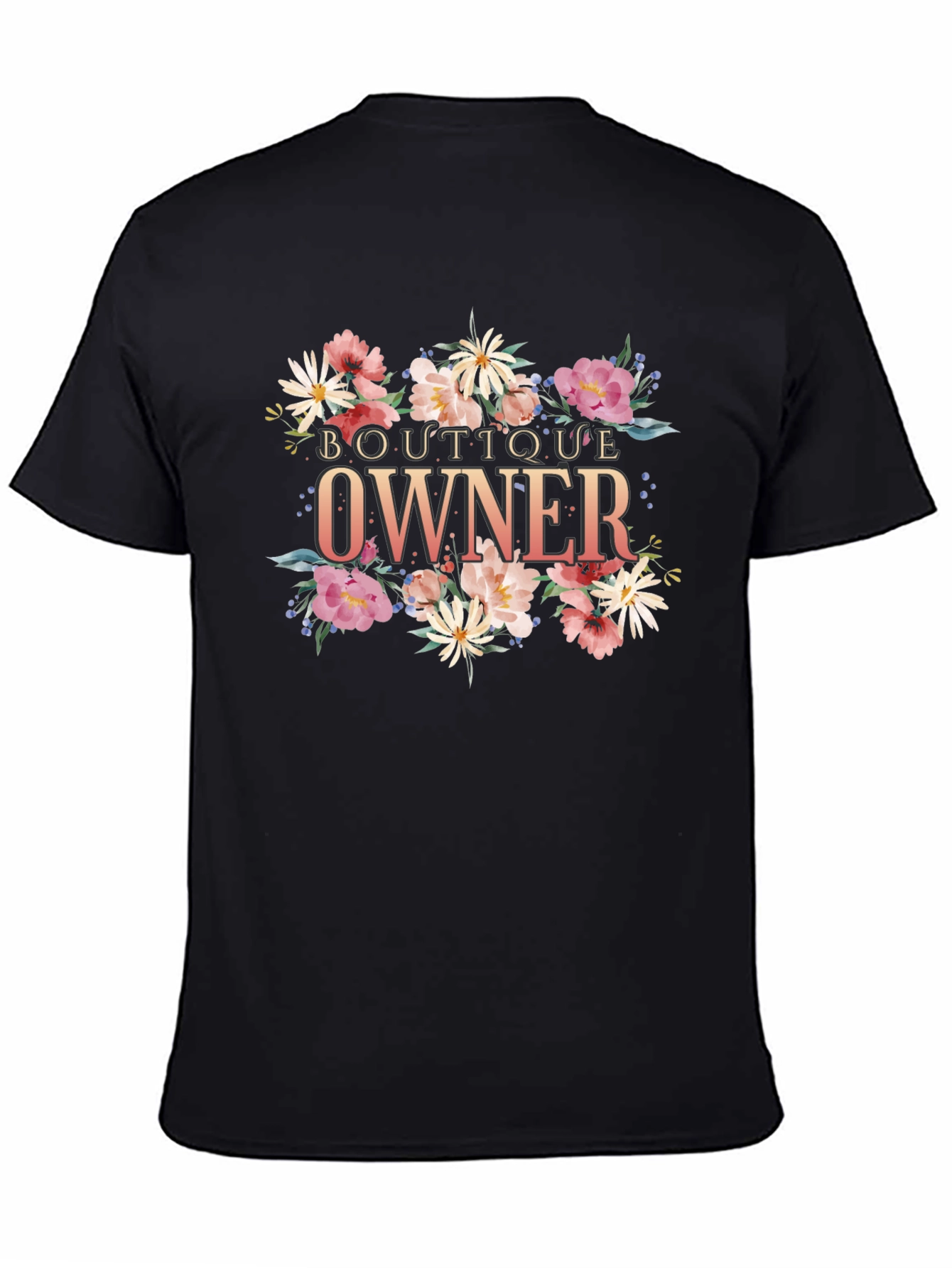 Boutique Owner Floral T-Shirt Black