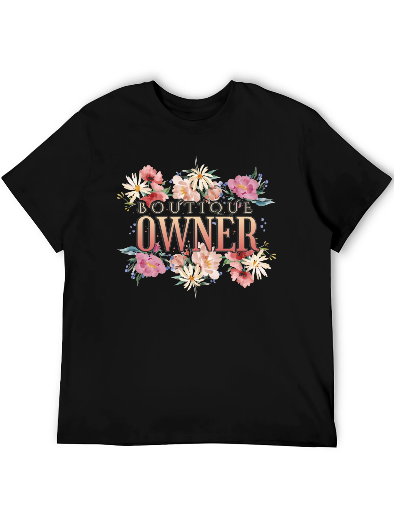 Boutique Owner Floral T-Shirt Black