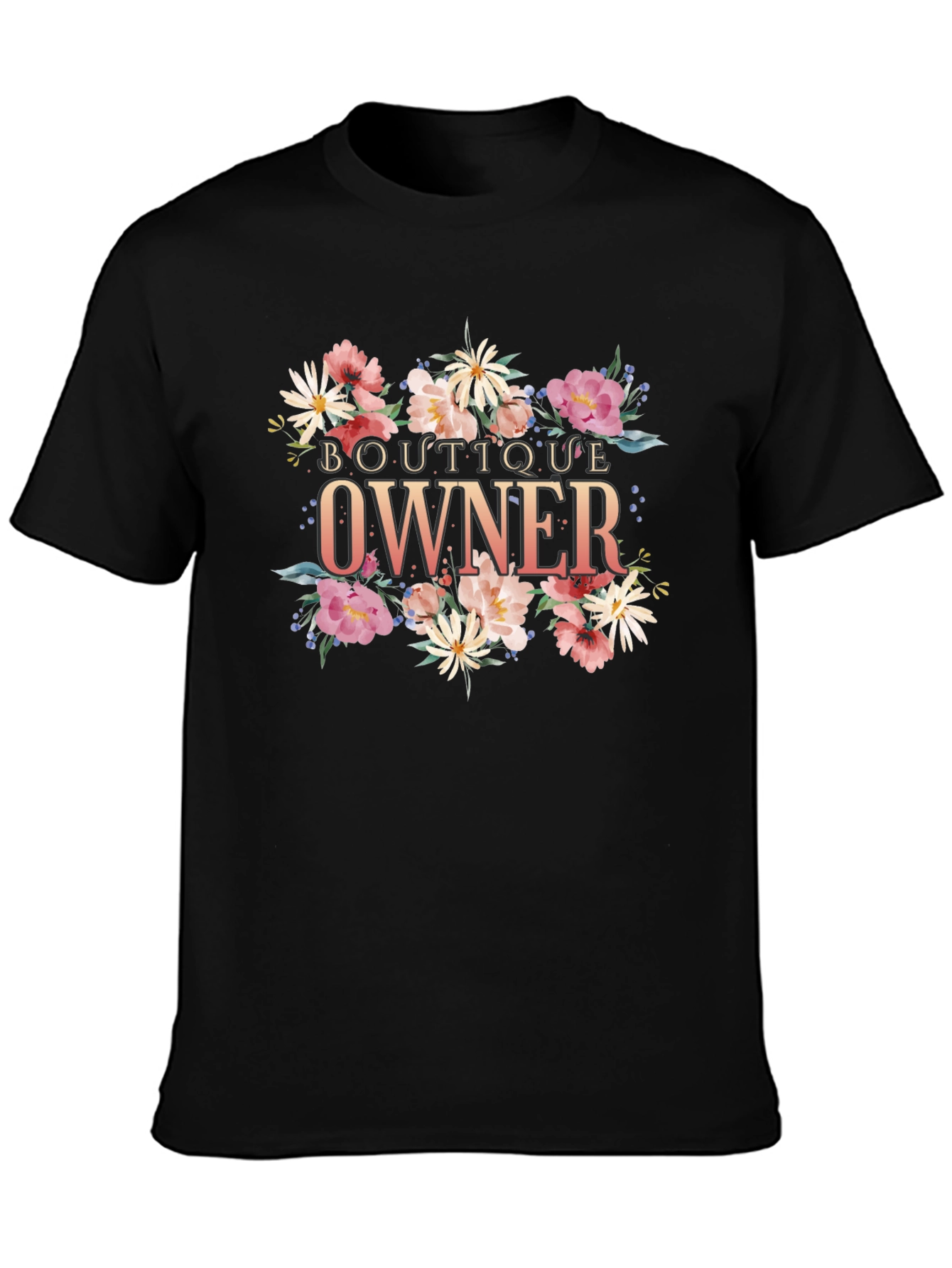 Boutique Owner Floral T-Shirt Black