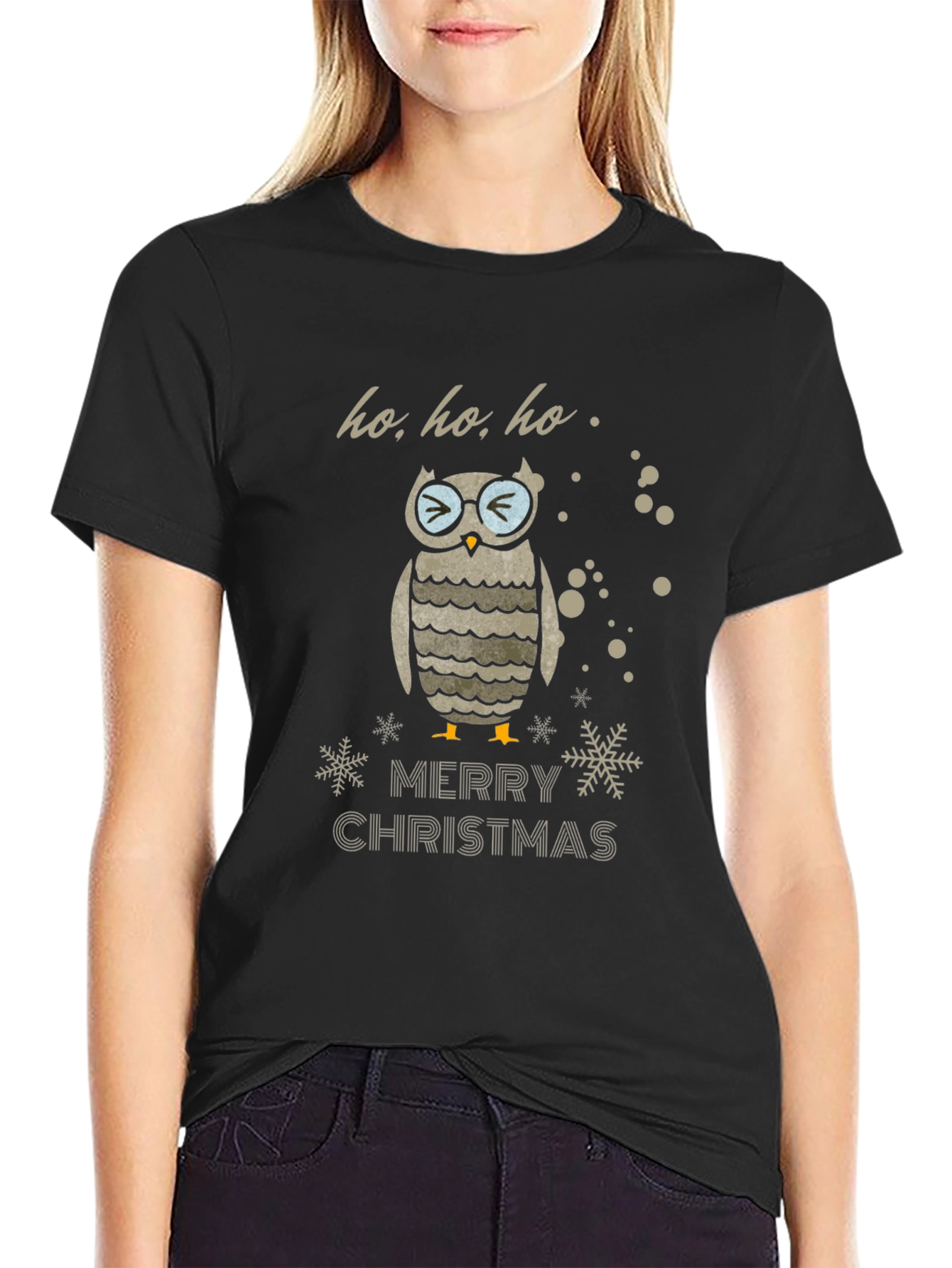 Owl Merry Christmas Graphic T-Shirt