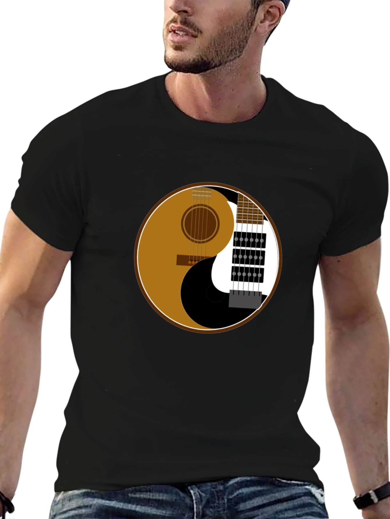 Yin Yang Guitar Graphic T-Shirt - Music Lover Tee