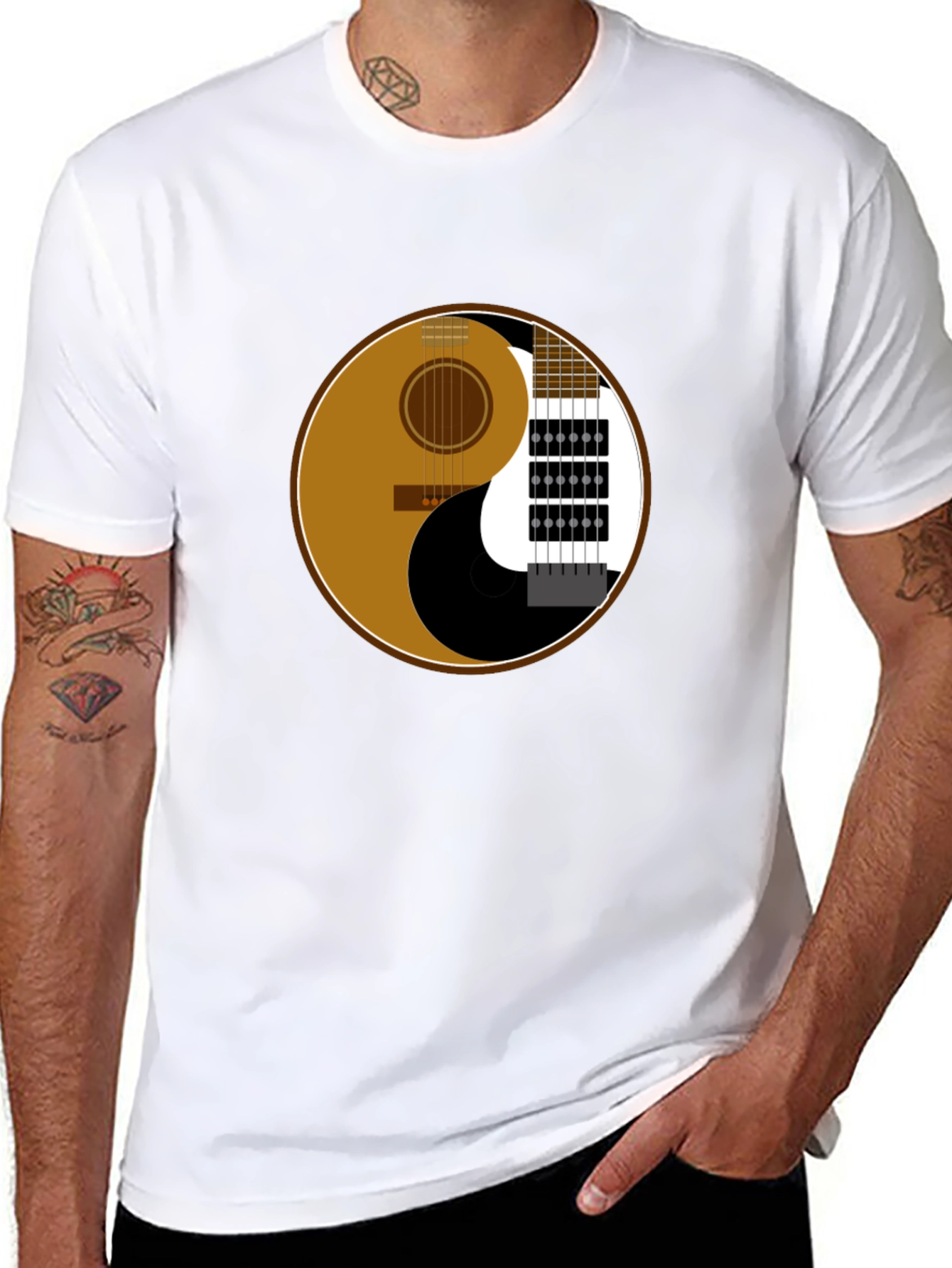 Yin Yang Guitar Graphic T-Shirt - Music Lover Tee