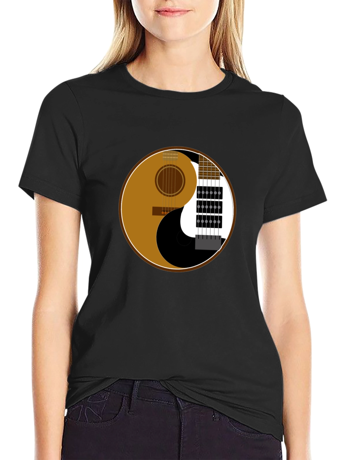 Yin Yang Guitar Graphic T-Shirt - Music Lover Tee