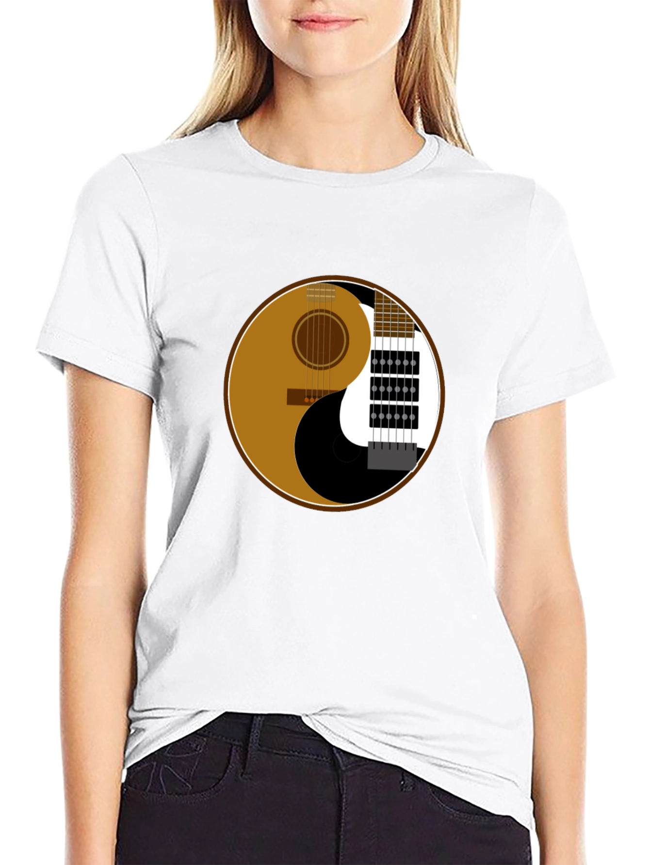 Yin Yang Guitar Graphic T-Shirt - Music Lover Tee