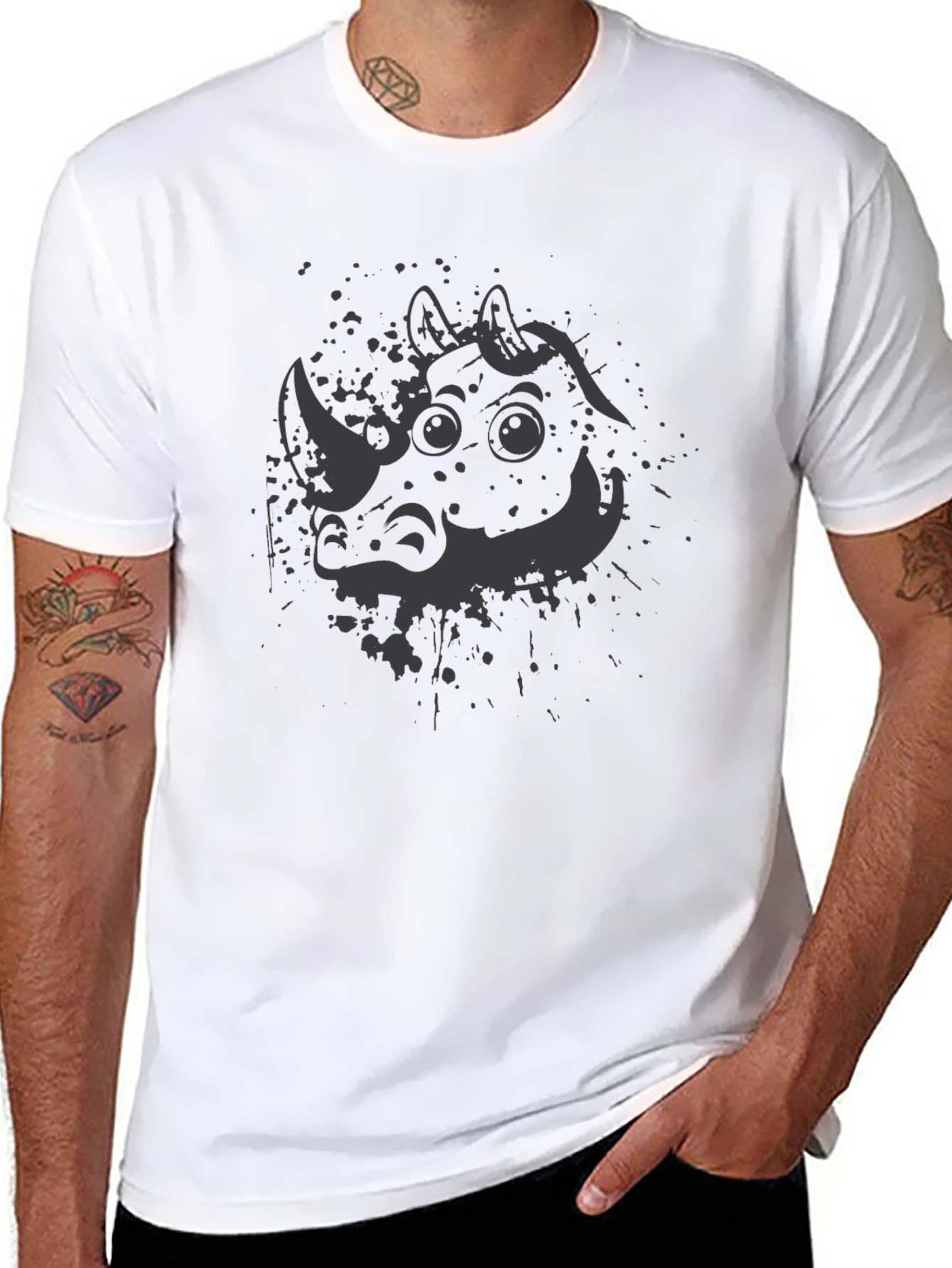 Rhinoceros Graphic Print Crew Neck T-Shirt