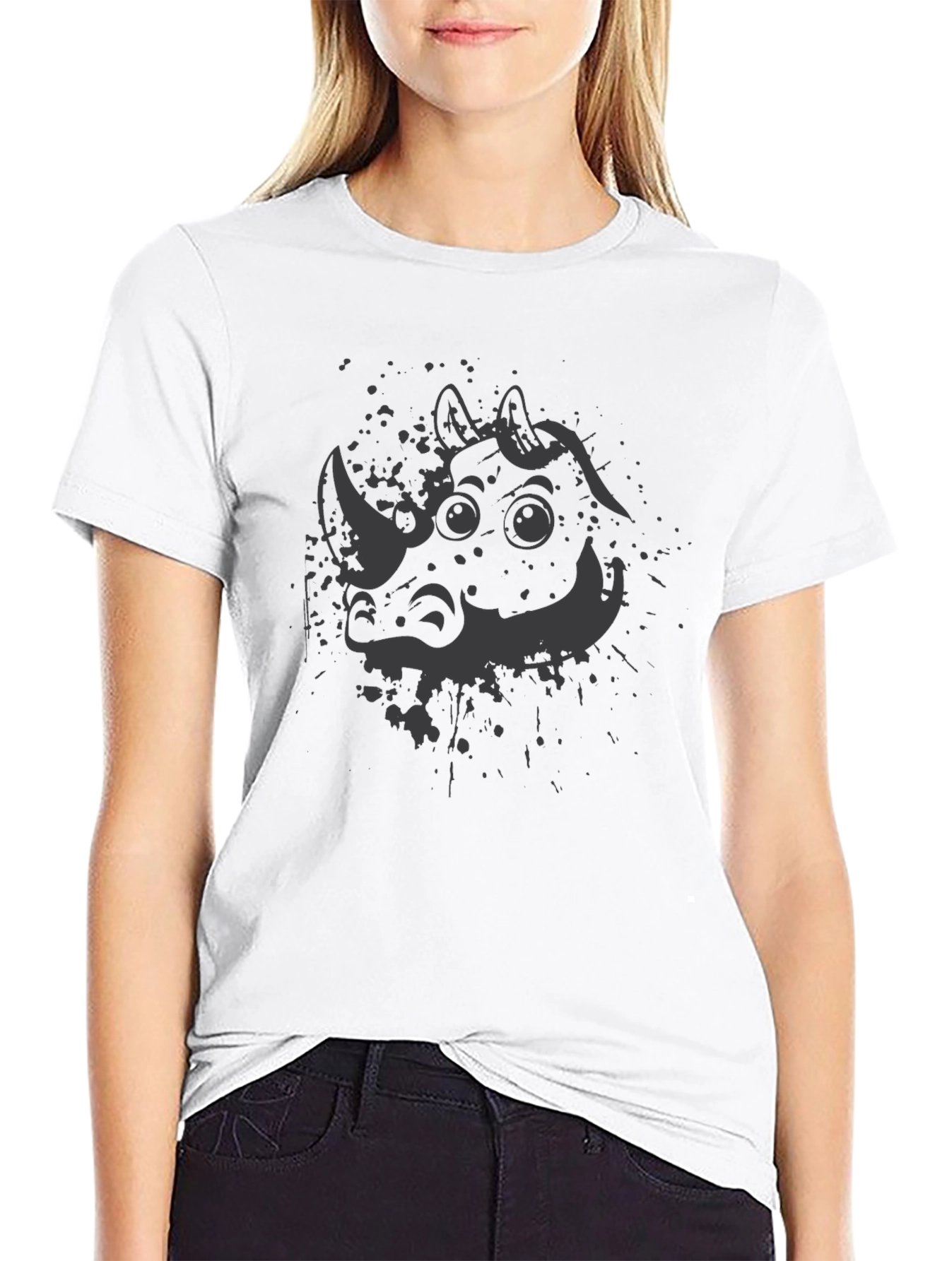 Rhinoceros Graphic Print Crew Neck T-Shirt
