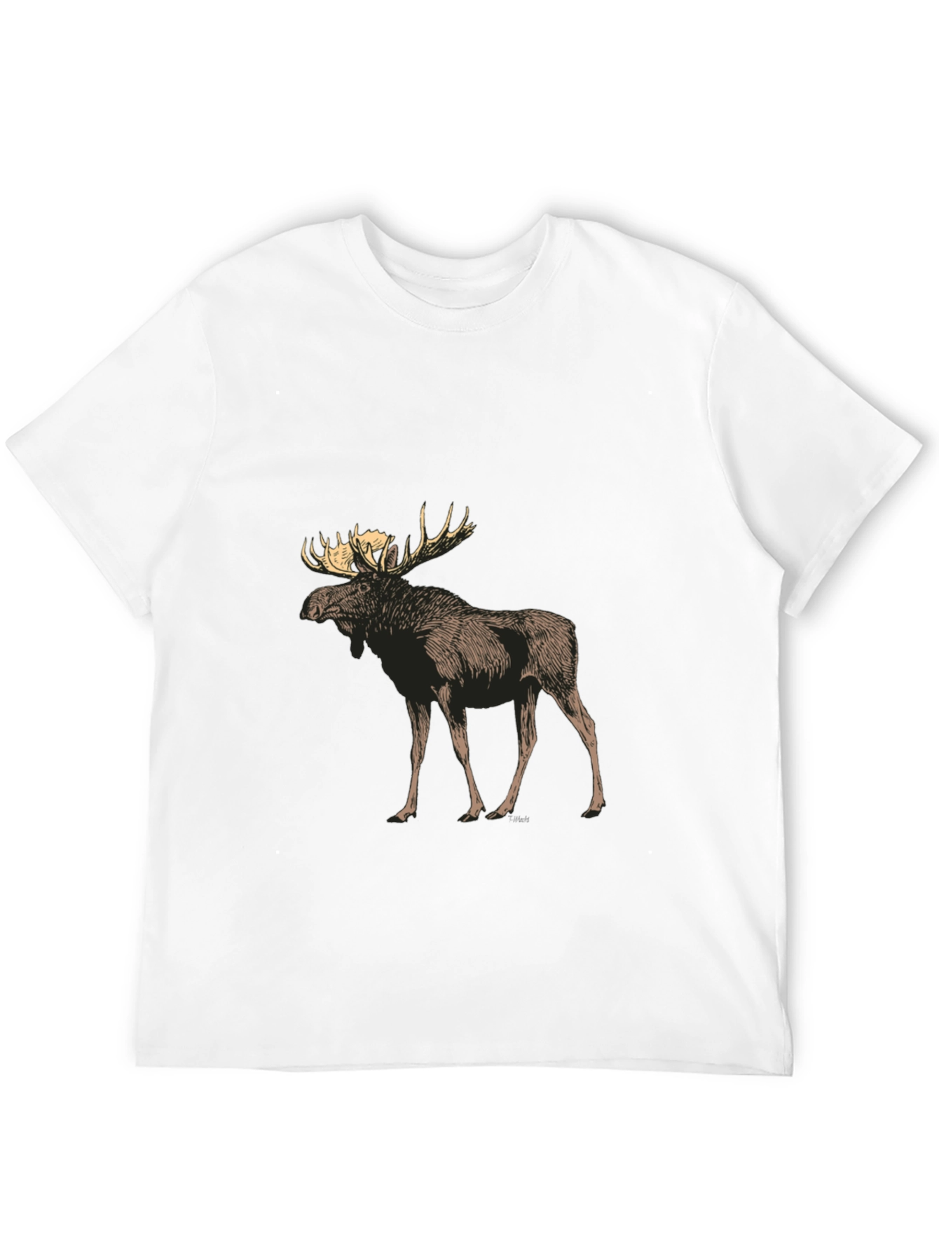 Moose Graphic Tee - Black Crew Neck Casual T-Shirt