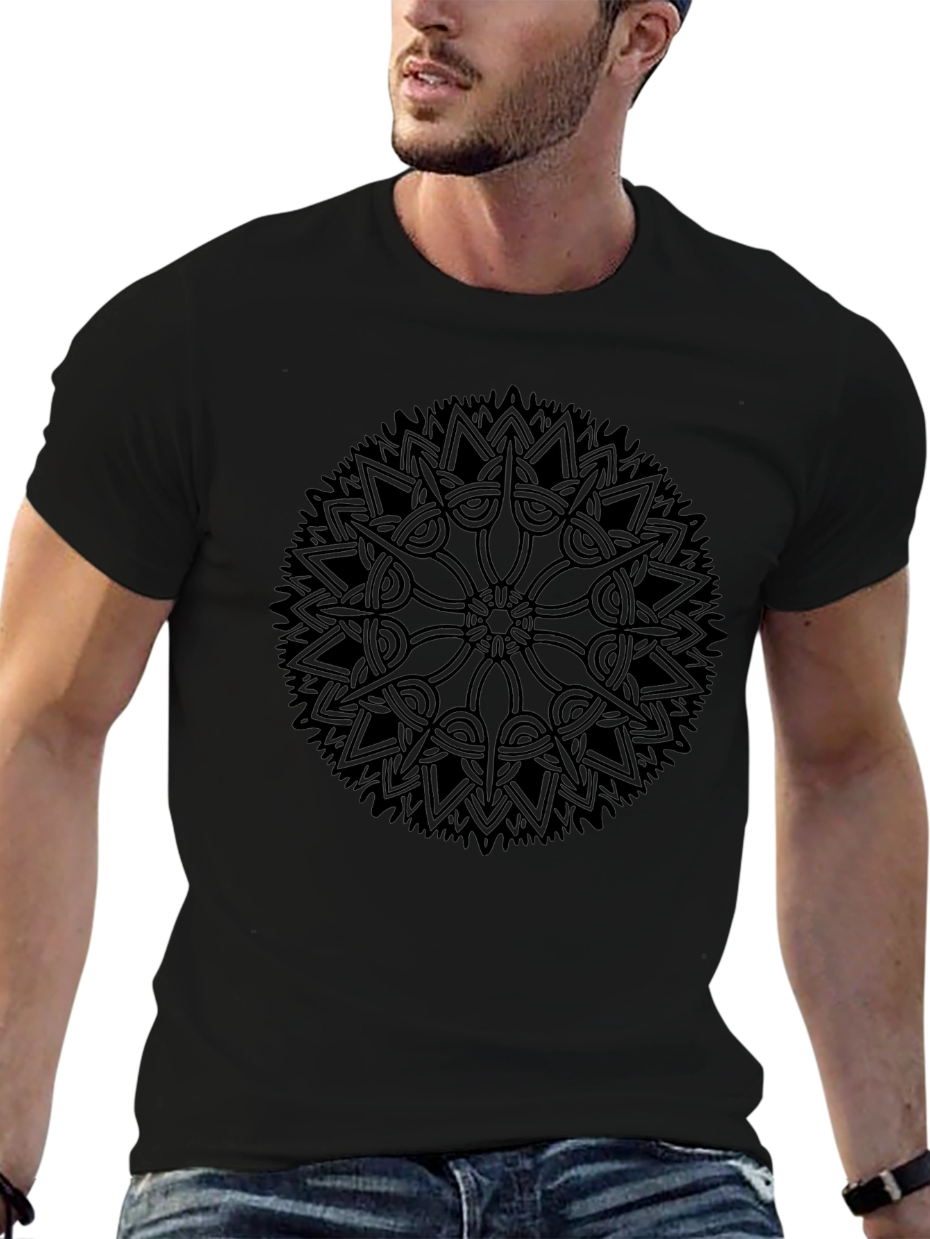 Black Mandala Graphic Tee - Stylish Casual Wear