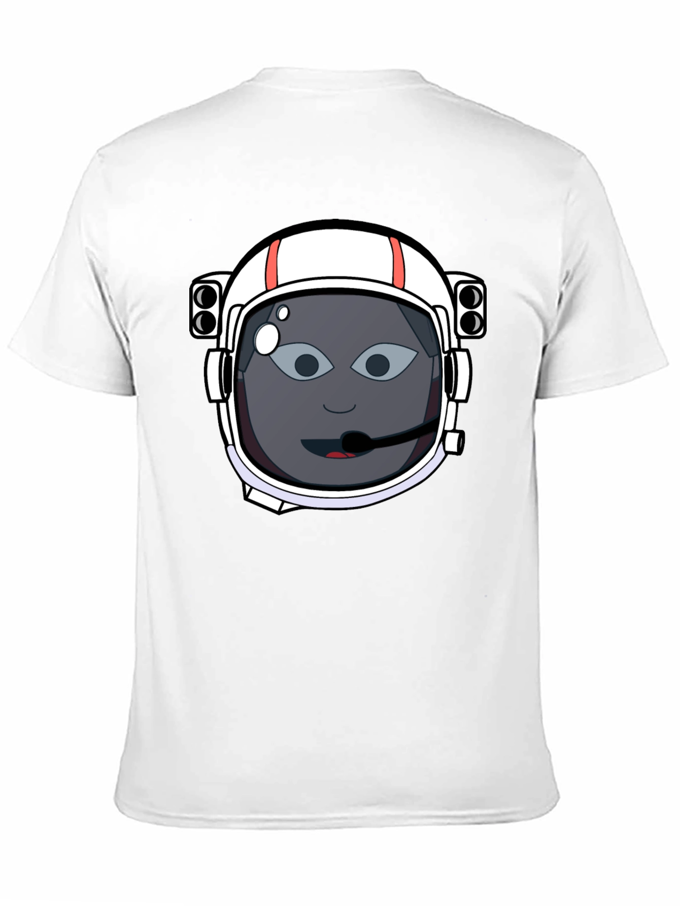 Astronaut Cartoon Graphic Tee - Black Cotton T-Shirt