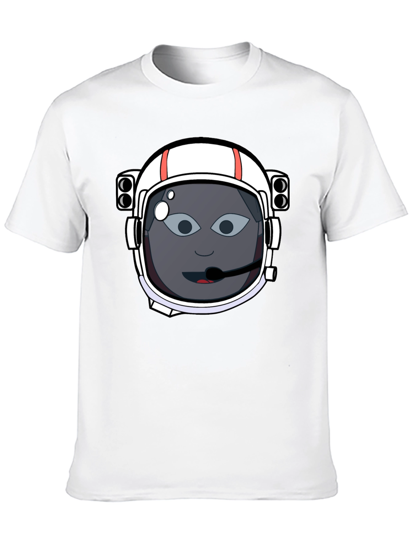 Astronaut Cartoon Graphic Tee - Black Cotton T-Shirt
