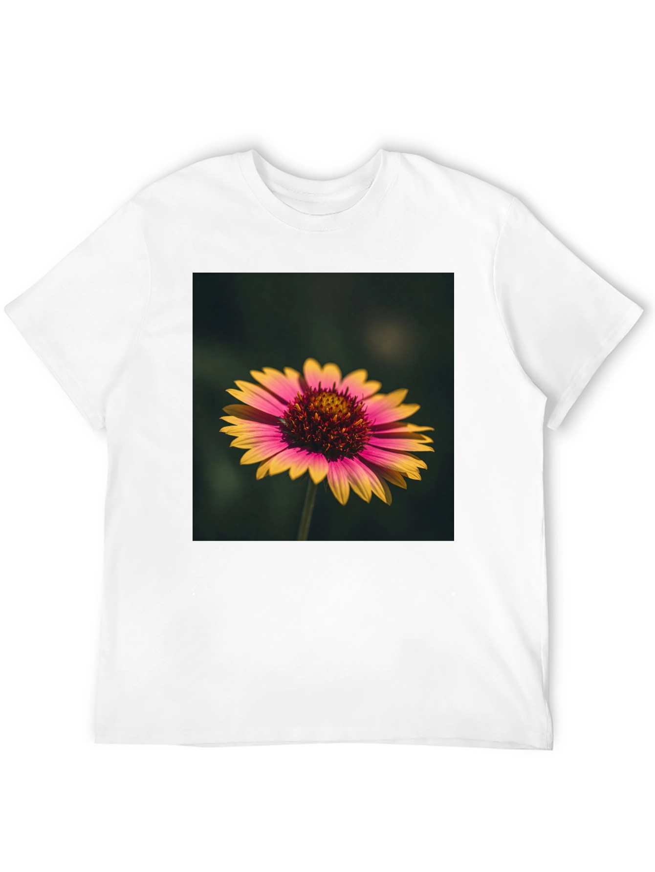 Floral Print Black T-Shirt - Casual Wear