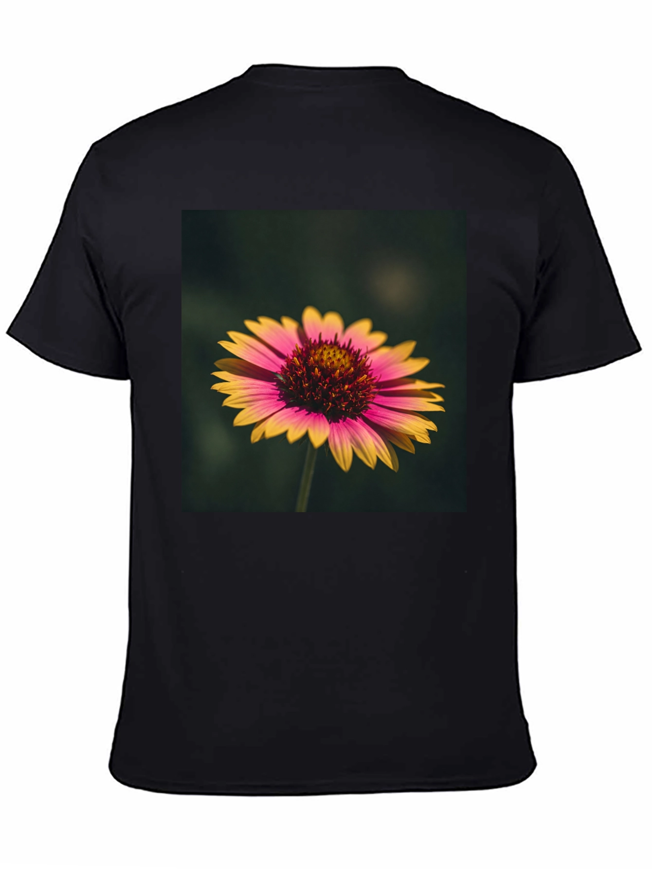 Floral Print Black T-Shirt - Casual Wear