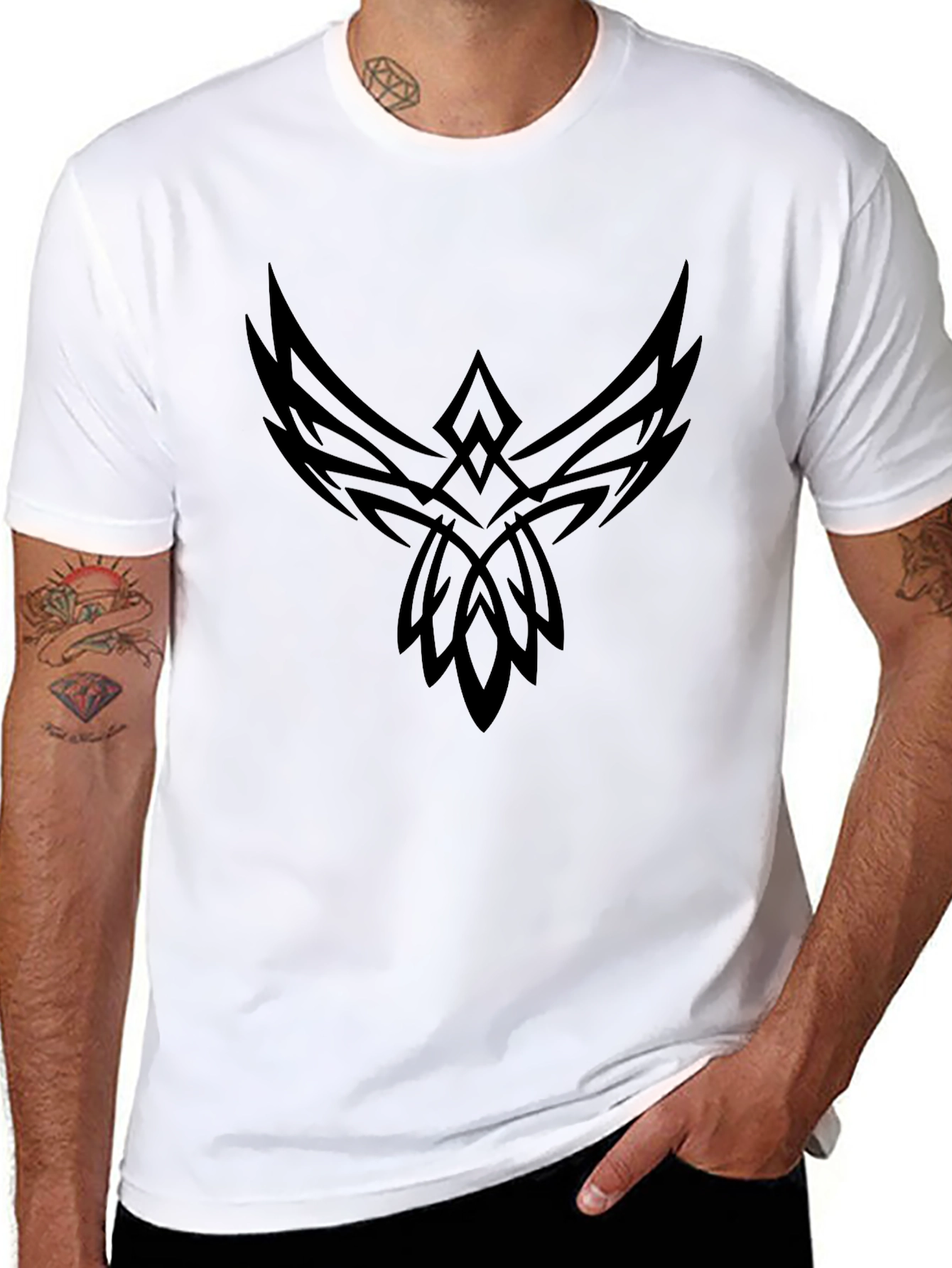 Black Tribal Phoenix Graphic Tee - Mens
