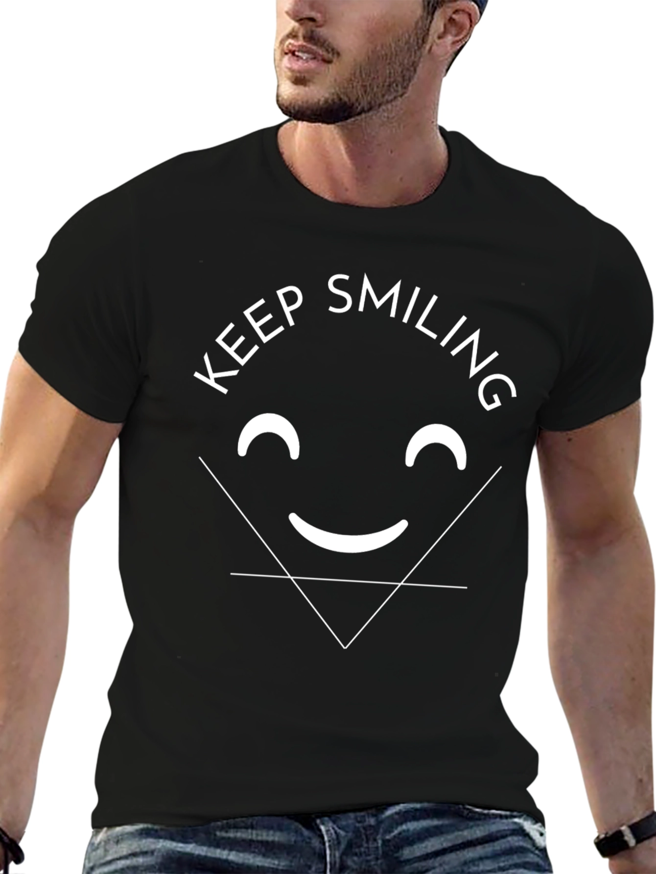 Keep Smiling Graphic Tee - Black Cotton T-Shirt