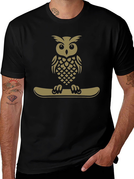 Owl on Snowboard T-Shirt - Cool Graphic Tee