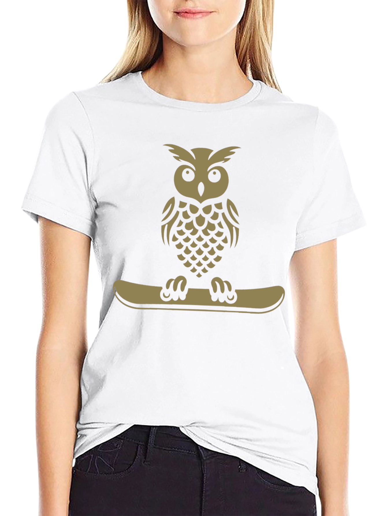 Owl on Snowboard T-Shirt - Cool Graphic Tee