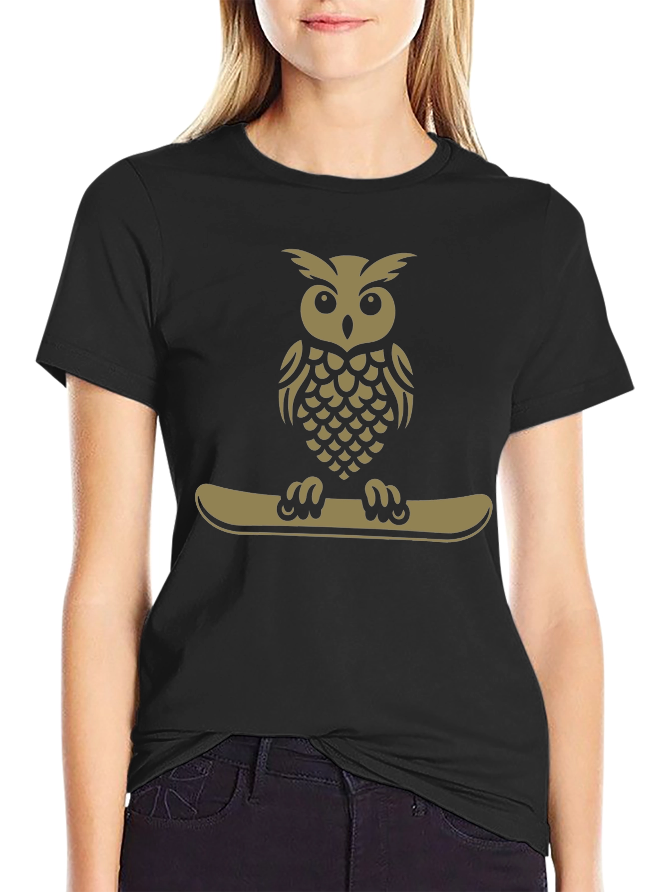 Owl on Snowboard T-Shirt - Cool Graphic Tee