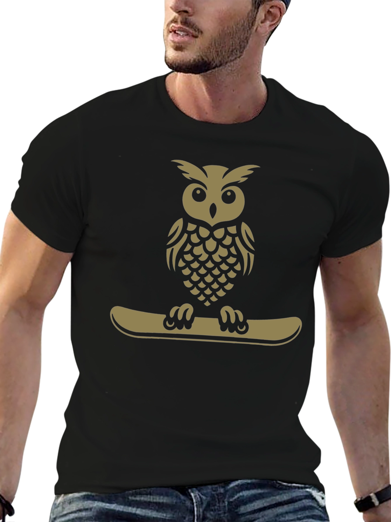 Owl on Snowboard T-Shirt - Cool Graphic Tee