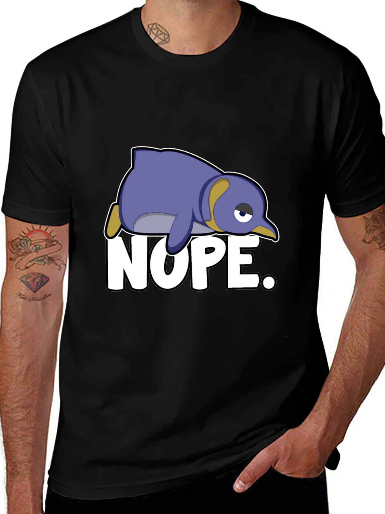 Nope Penguin T-Shirt - Funny Cartoon Graphic Tee