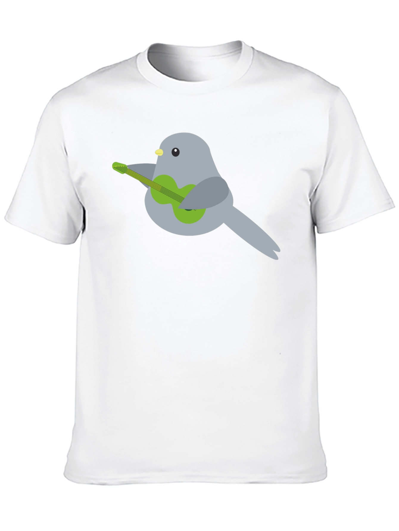 Bird Playing Guitar Graphic Tee - Black Cotton T-Shirt