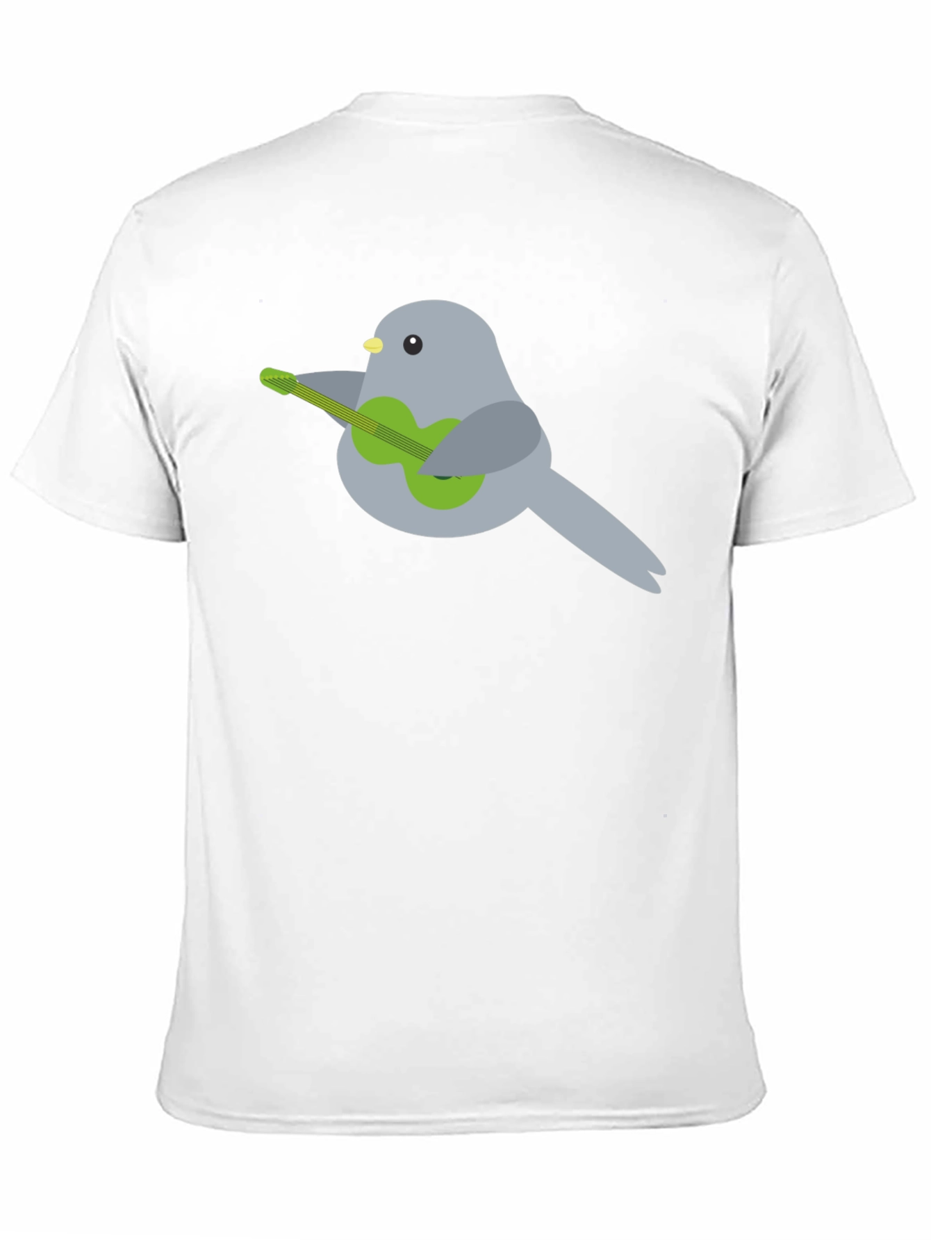 Bird Playing Guitar Graphic Tee - Black Cotton T-Shirt