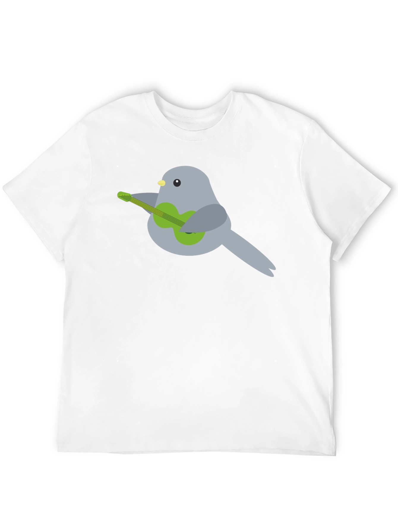 Bird Playing Guitar Graphic Tee - Black Cotton T-Shirt