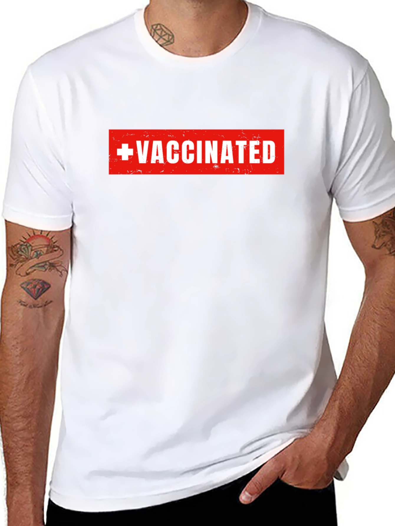 Vaccinated Graphic Tee - Black Crew Neck T-Shirt
