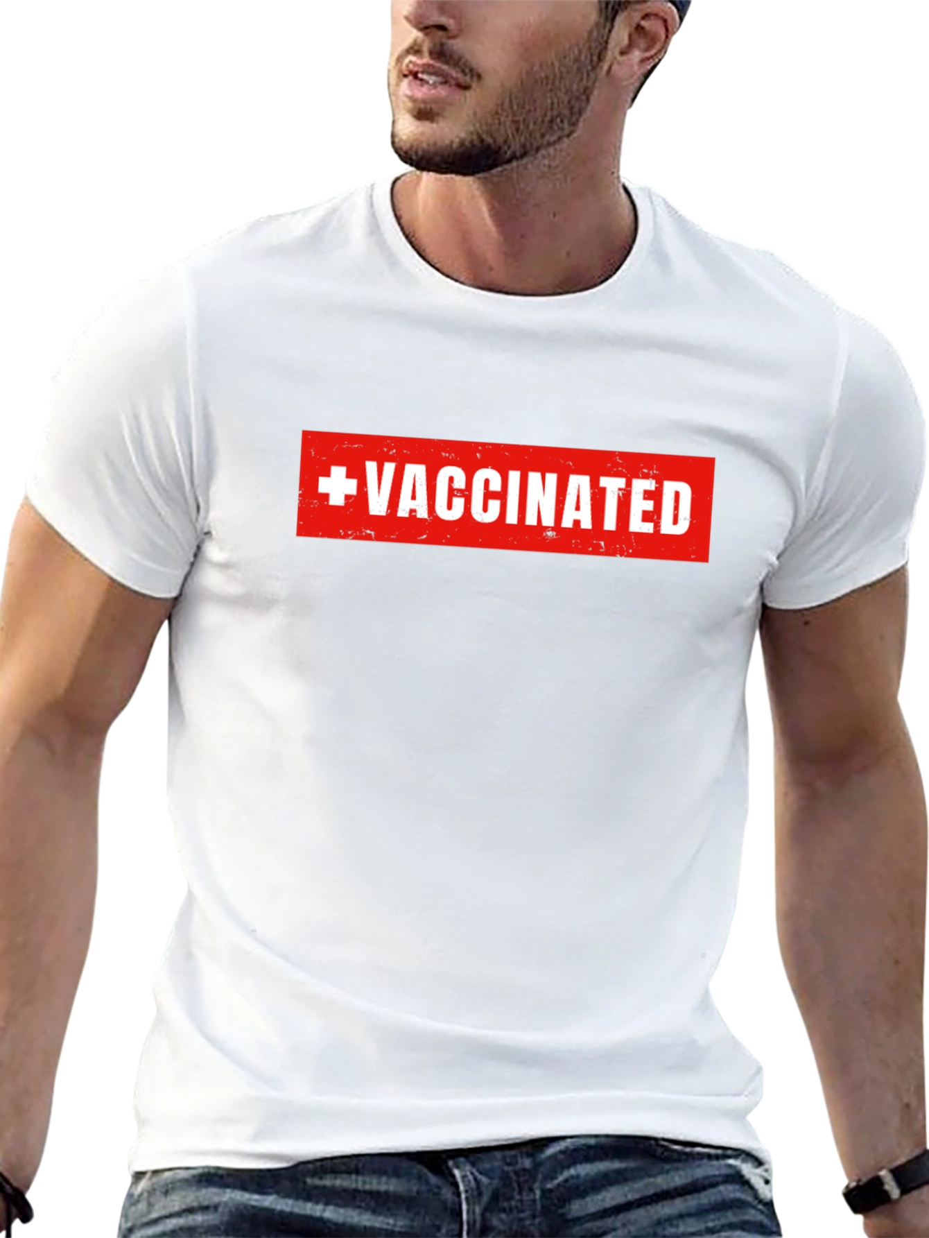Vaccinated Graphic Tee - Black Crew Neck T-Shirt