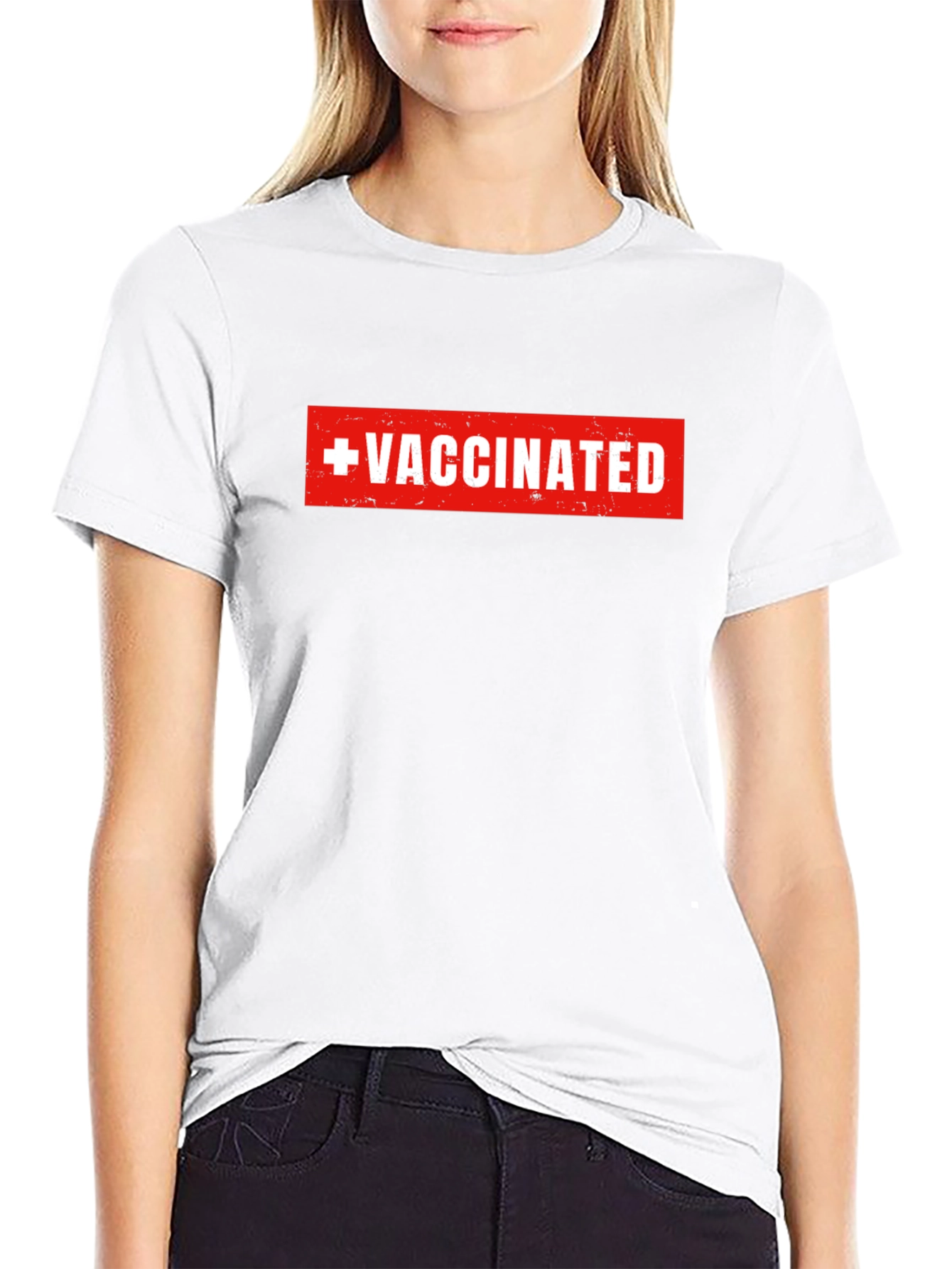 Vaccinated Graphic Tee - Black Crew Neck T-Shirt