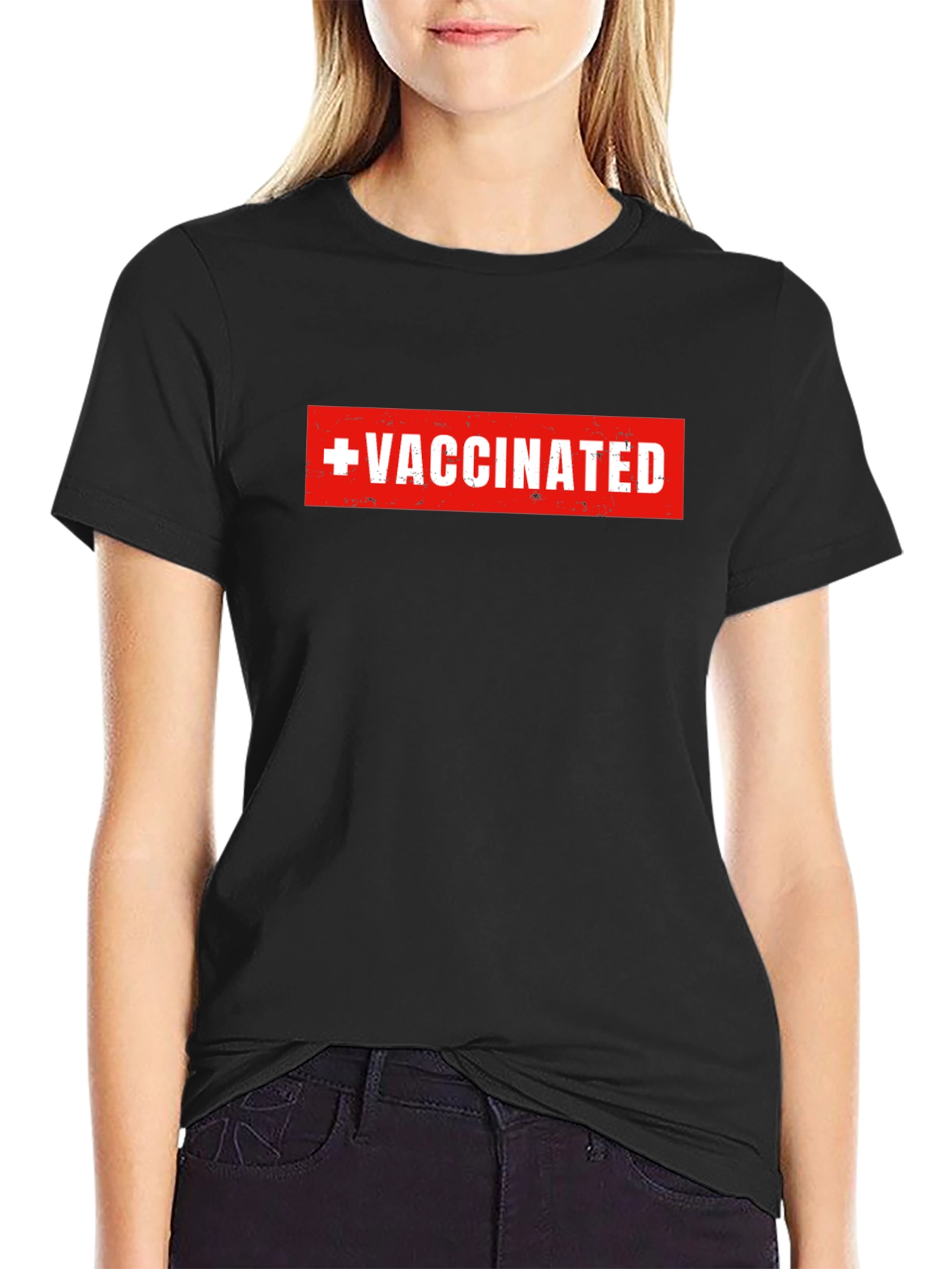 Vaccinated Graphic Tee - Black Crew Neck T-Shirt