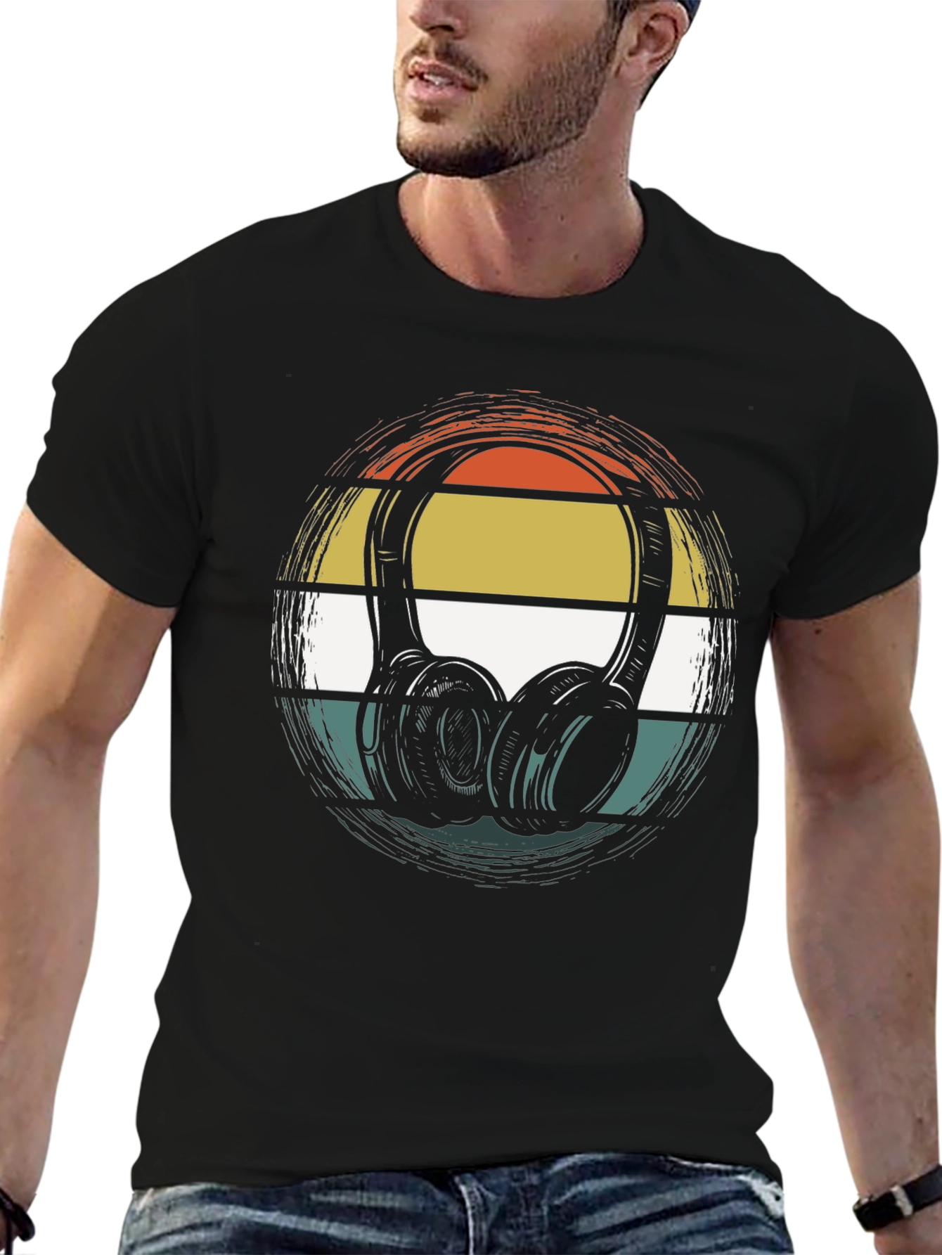 Retro Headphones Graphic Tee - Classic Style