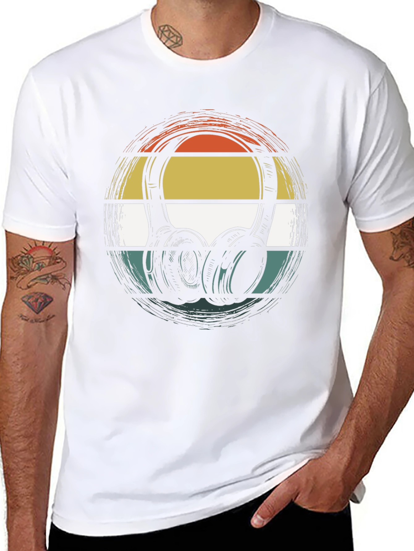 Retro Headphones Graphic Tee - Classic Style